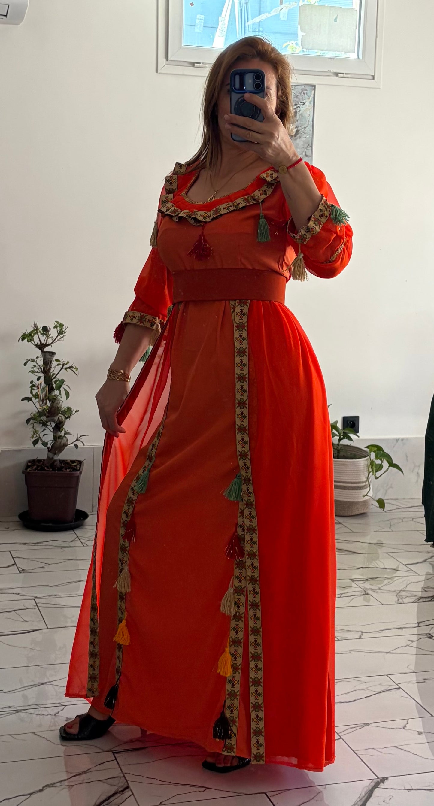 Robe kabyle modèle 11 orange T36/48