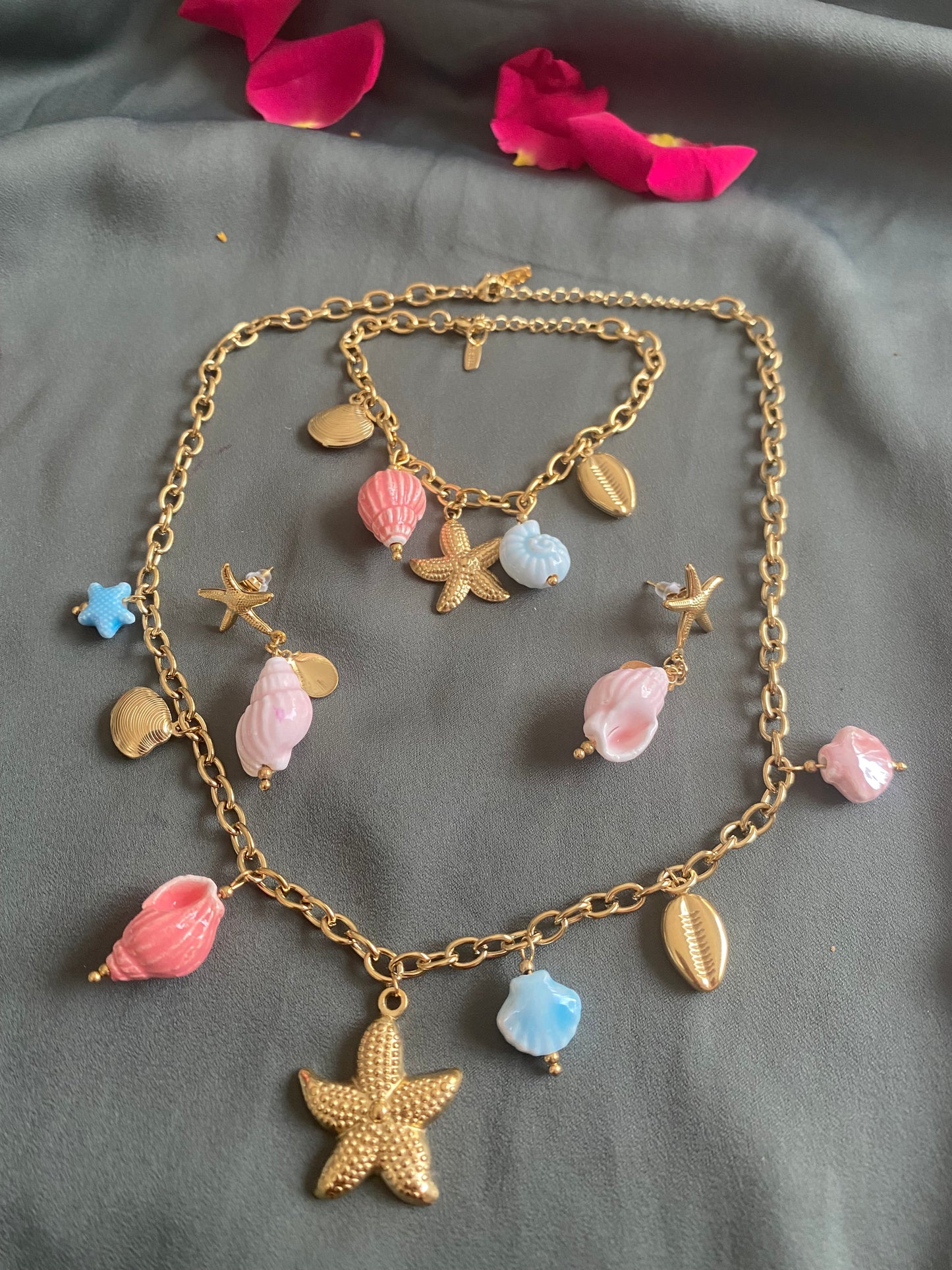 Parure étoile rose