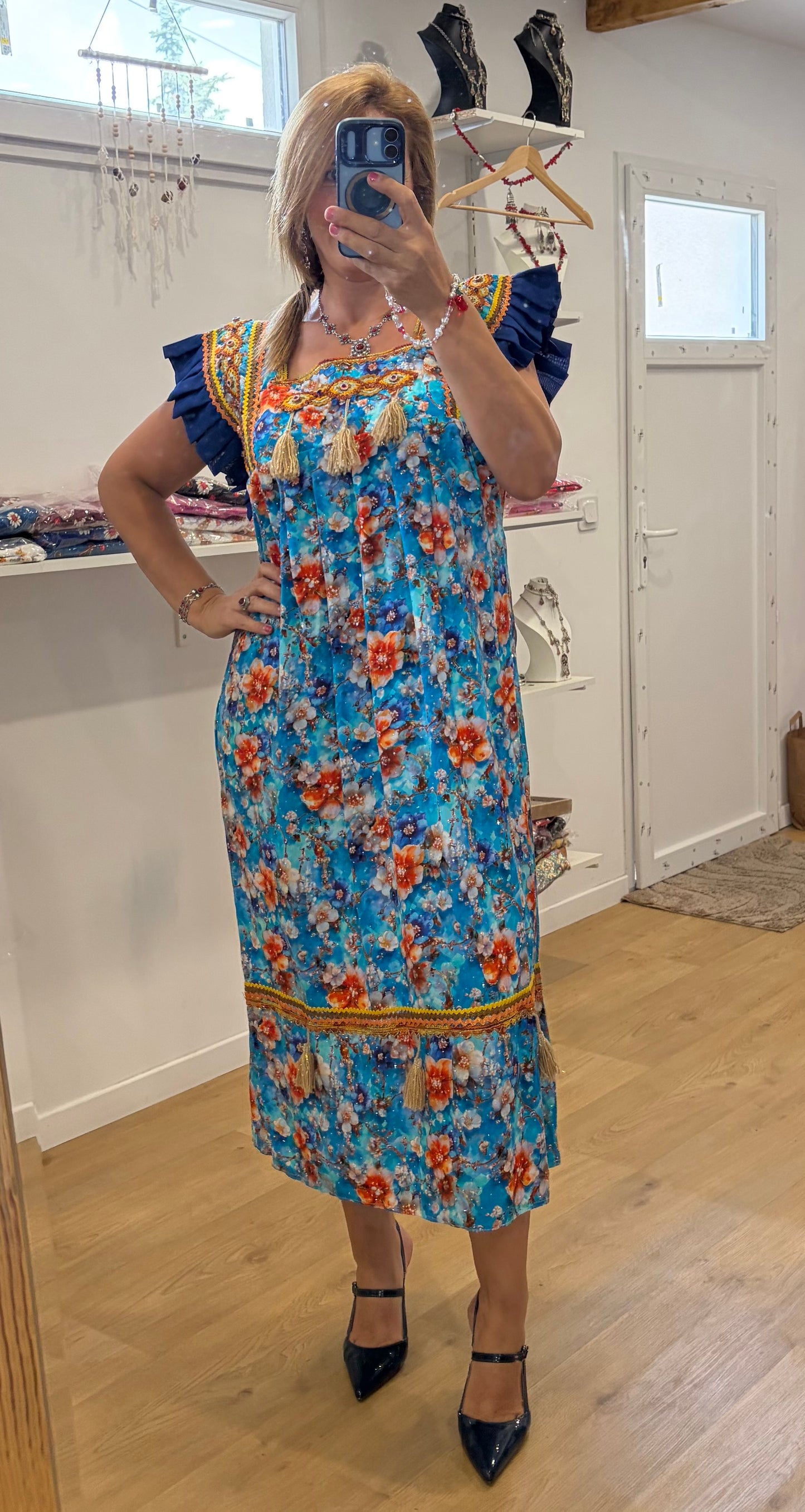 Robe midi bleu T36/46