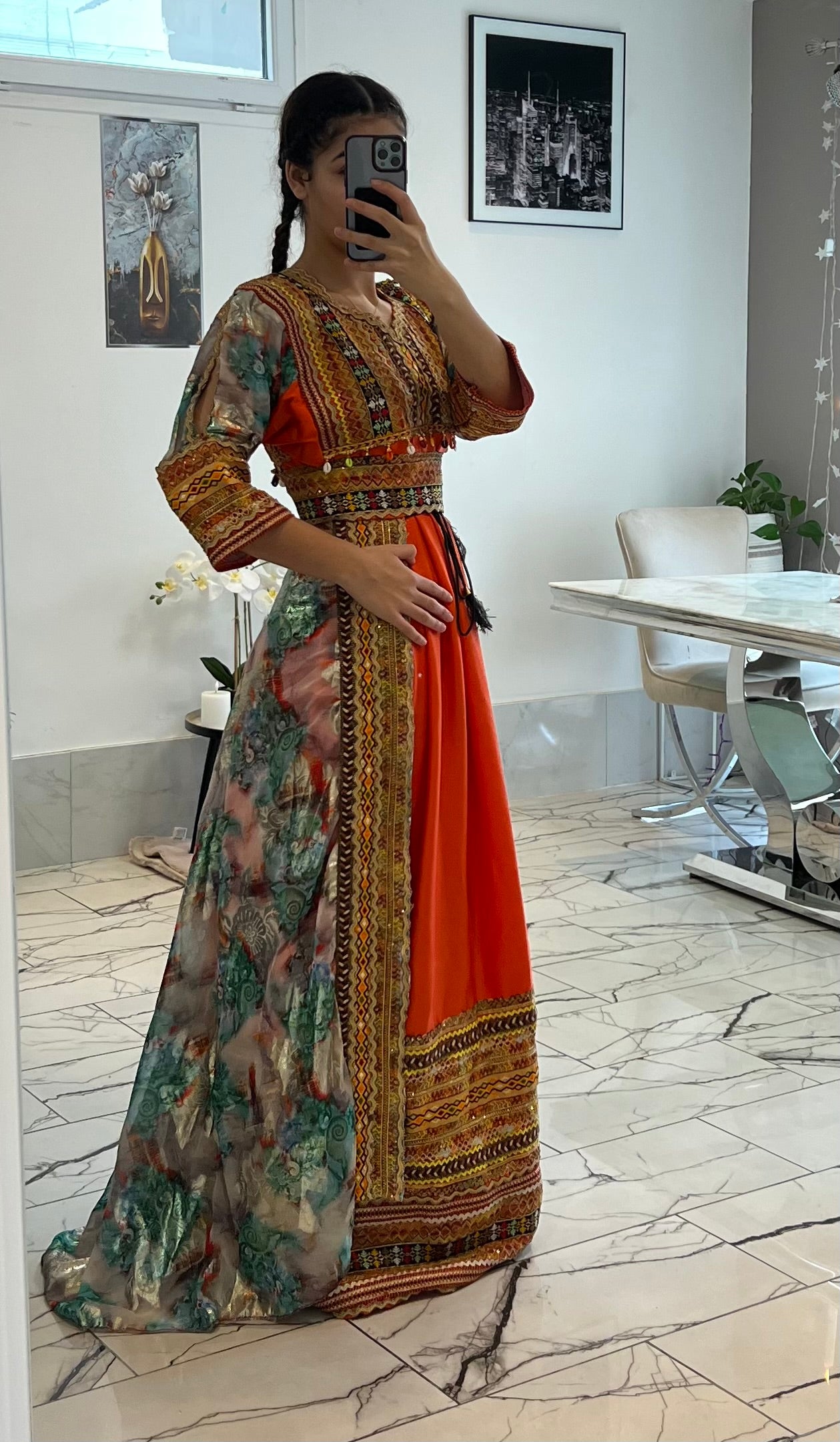 Robe fête 3 pièce orange