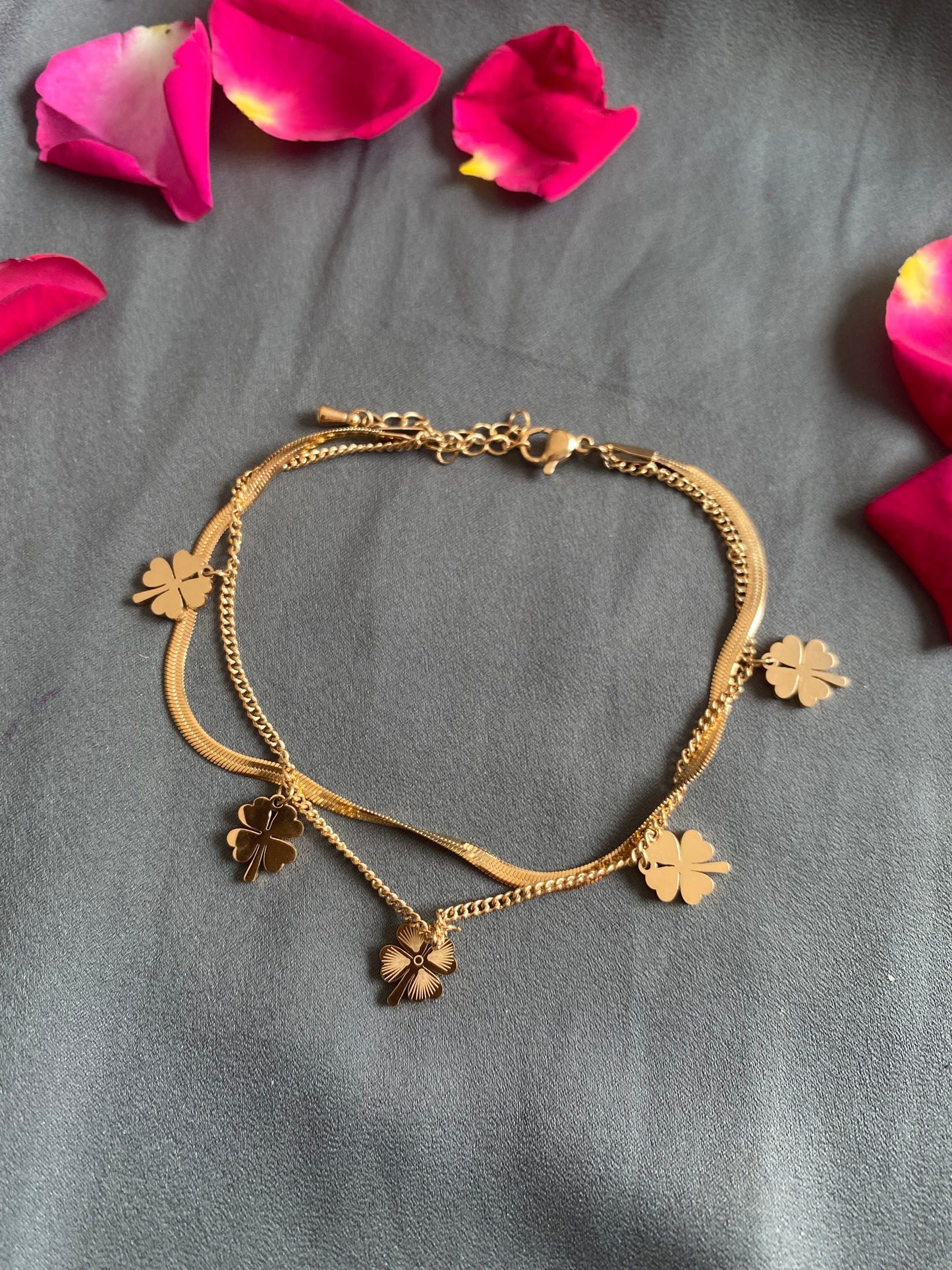 Bracelet de cheville trèfle