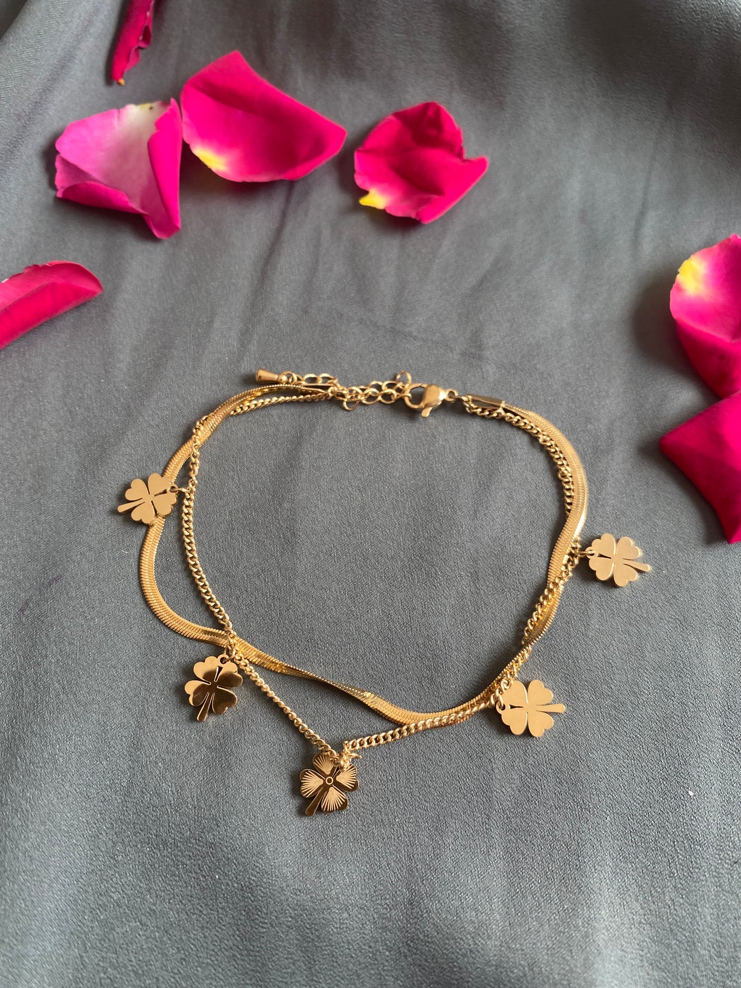 Bracelet de cheville trèfle