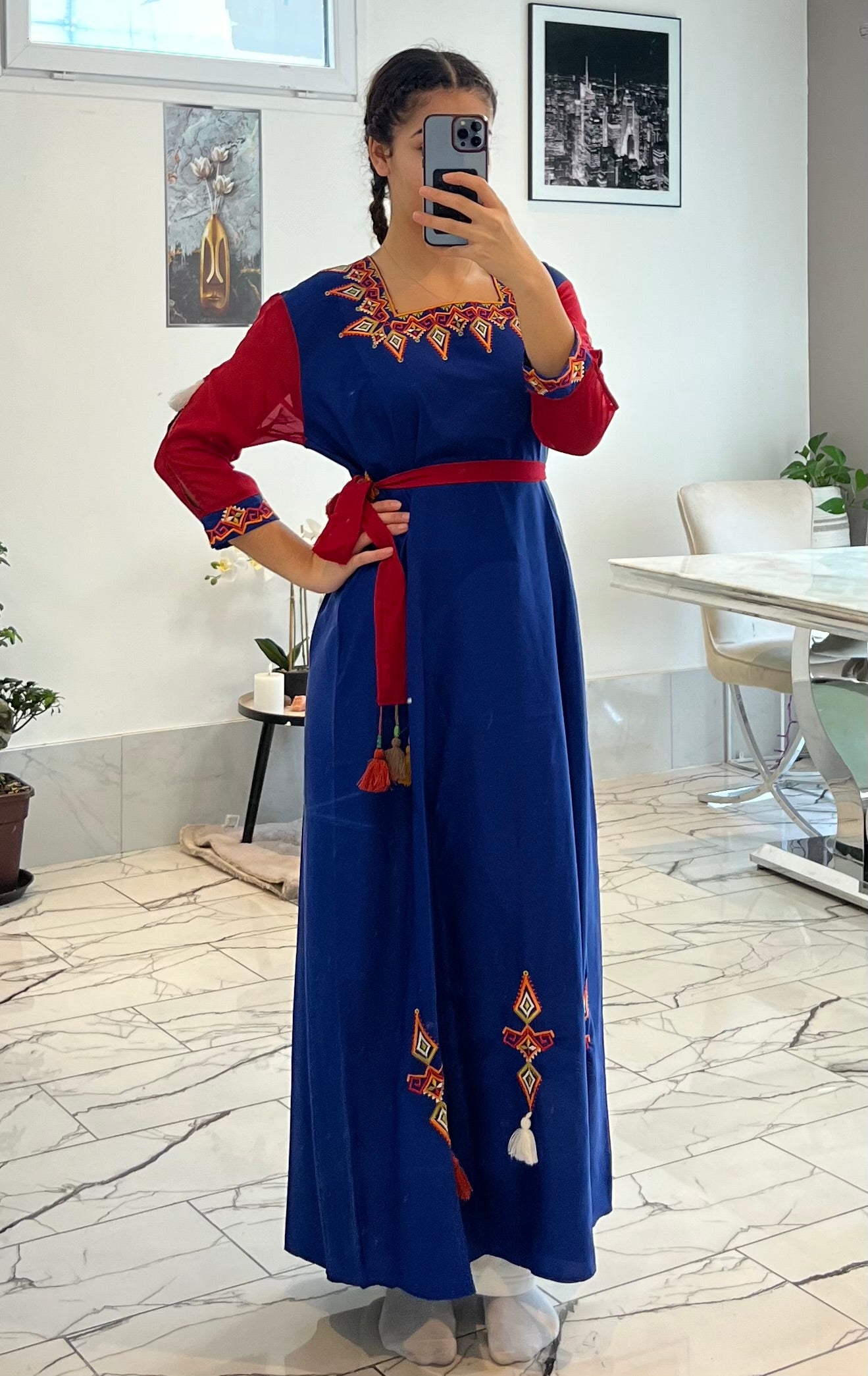 Robe broderie bleu T 38/40/42