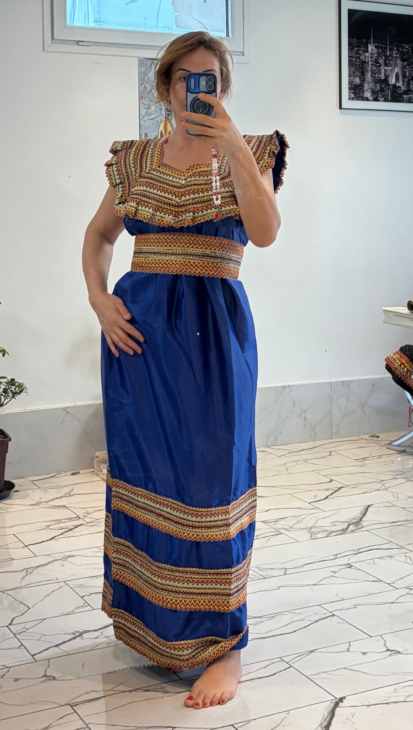 Robe bleu satin français T36/48