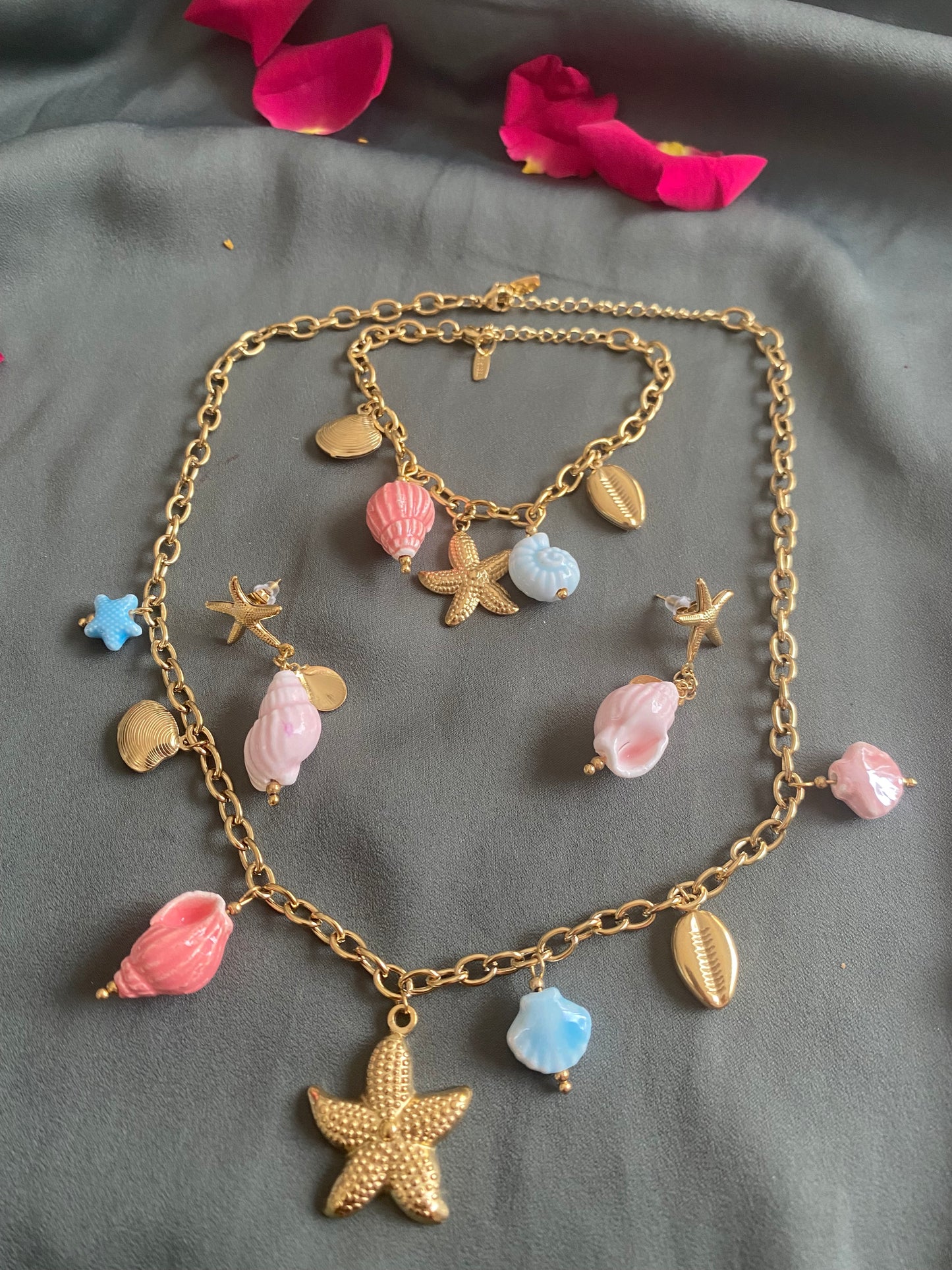 Parure étoile rose