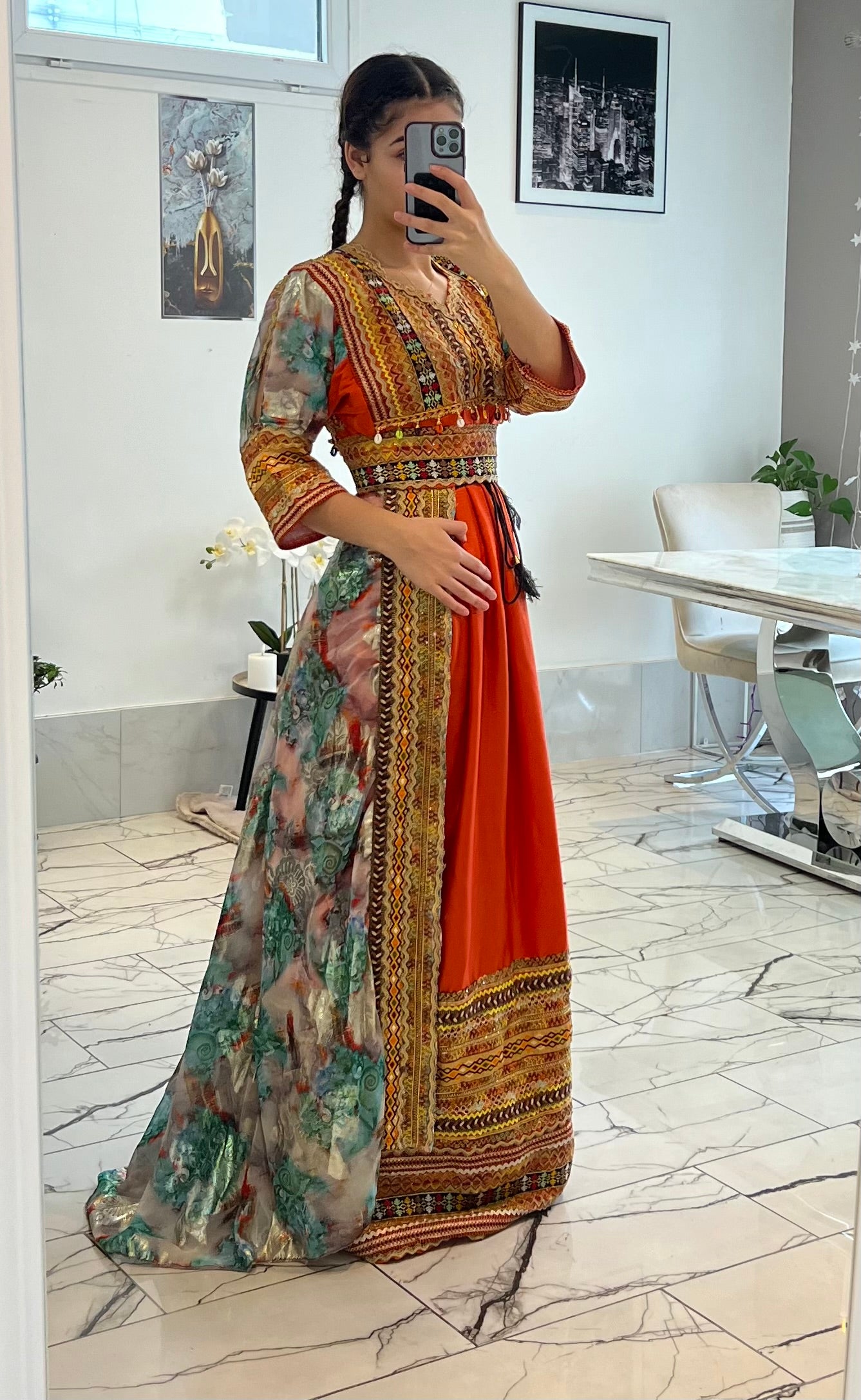 Robe fête 3 pièce orange