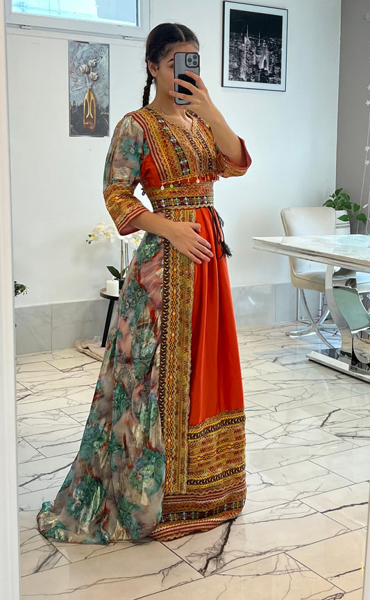 Robe fête 3 pièce orange