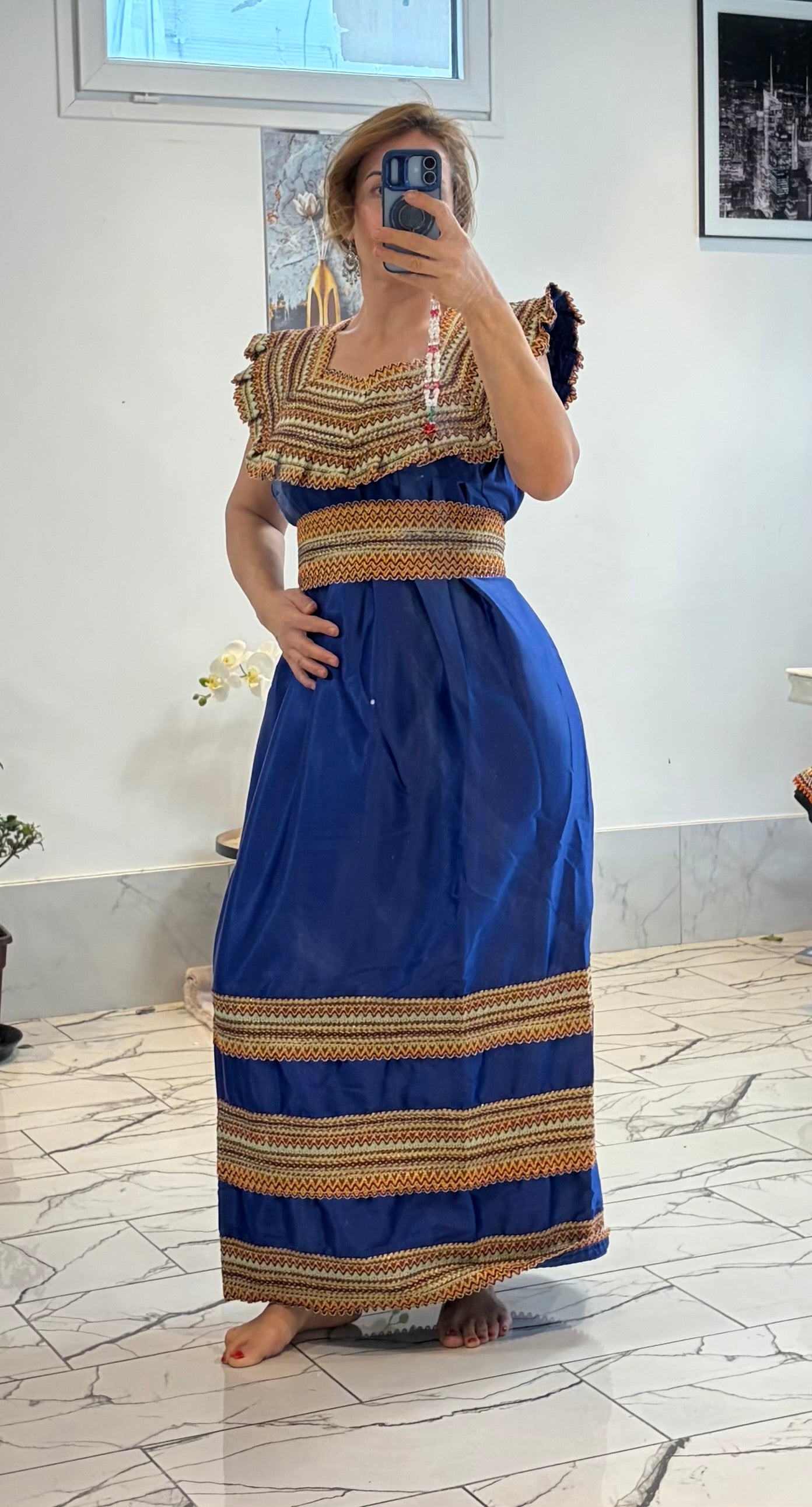 Robe bleu satin français T36/48