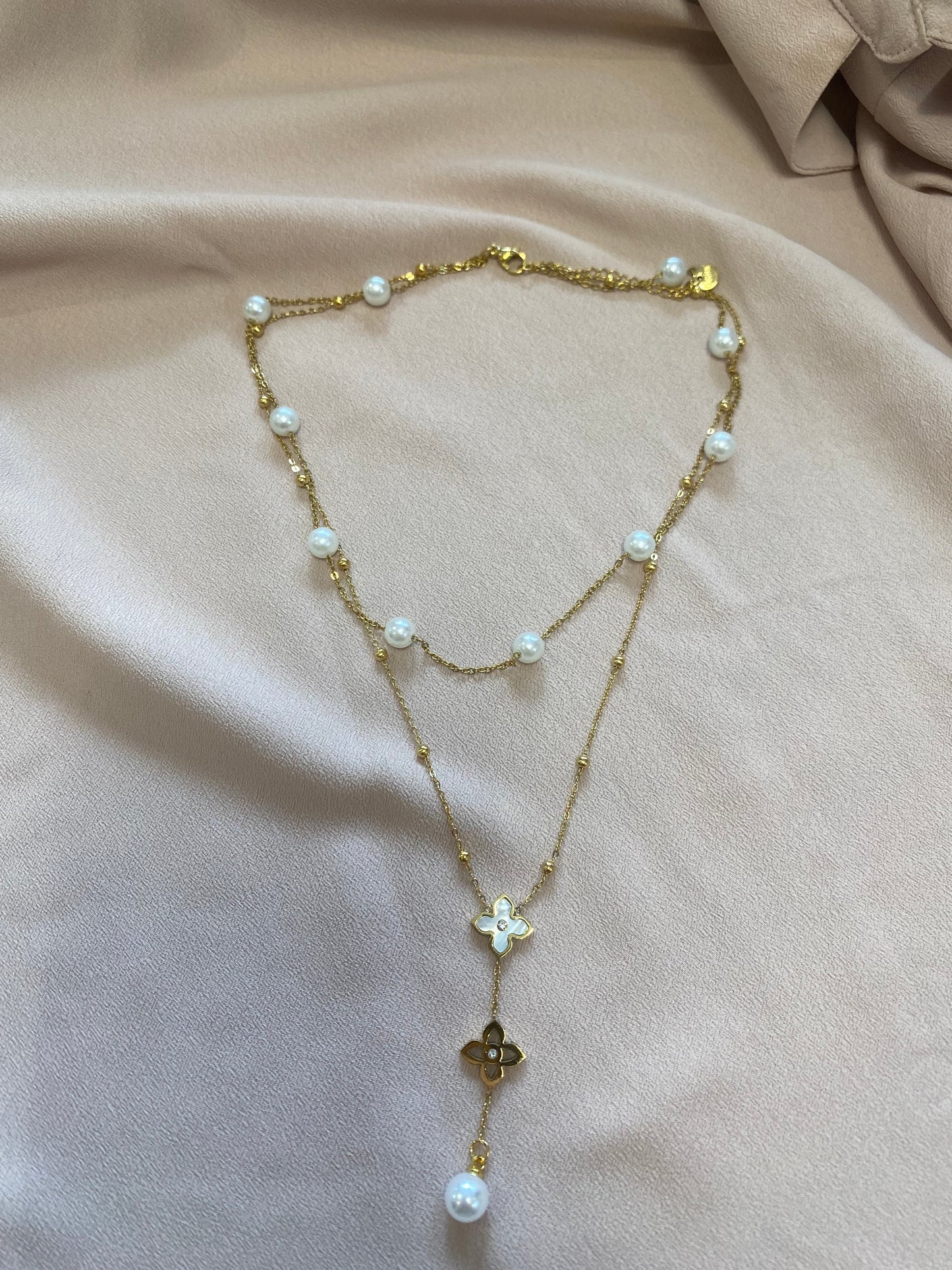 Collier double perlé