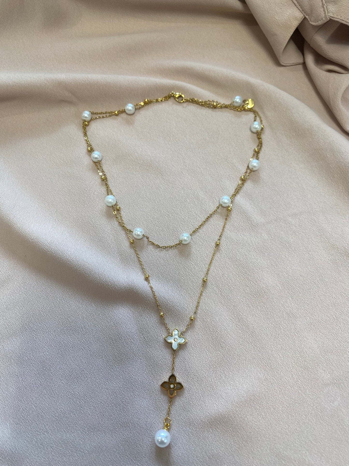Collier double perlé