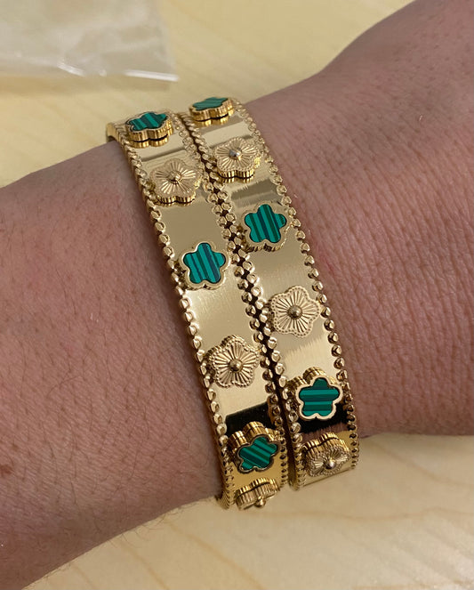 Bracelet Inspiration trèfle vert pièce