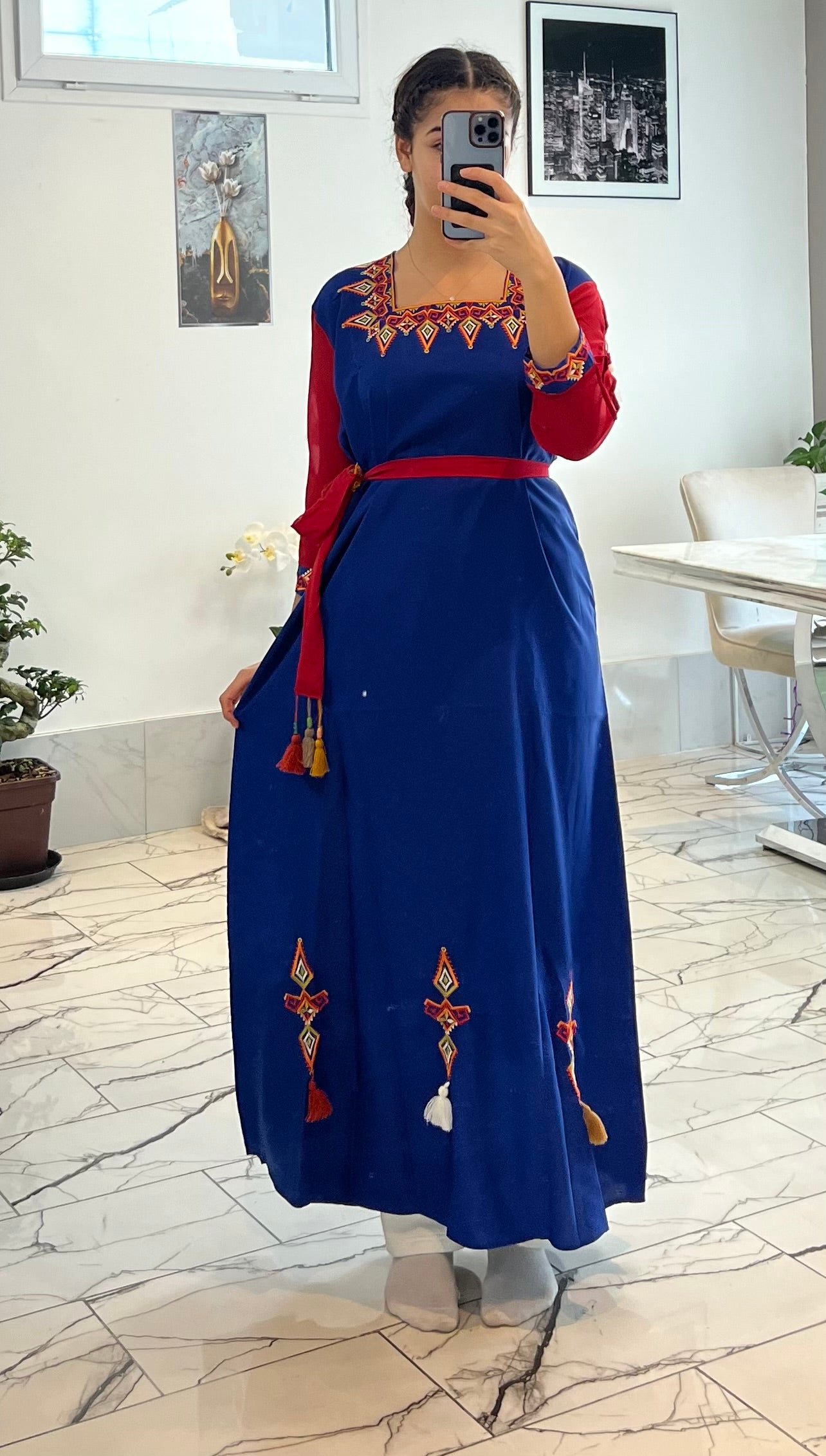 Robe broderie bleu T 38/40/42