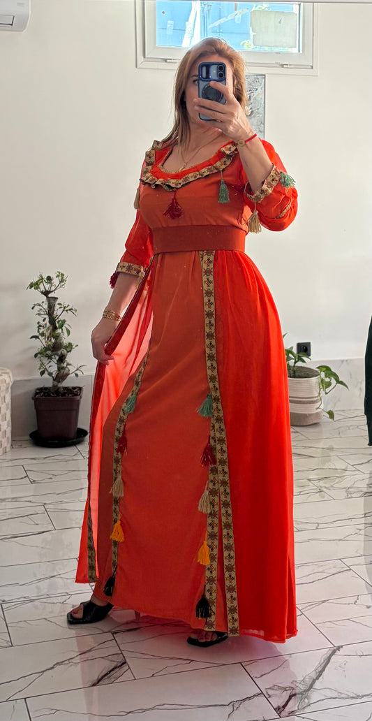 Robe kabyle modèle 11 orange T36/48