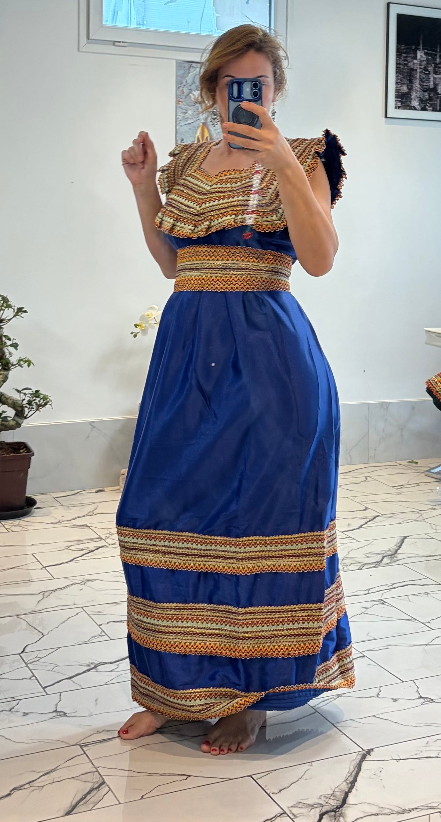 Robe bleu satin français T36/48