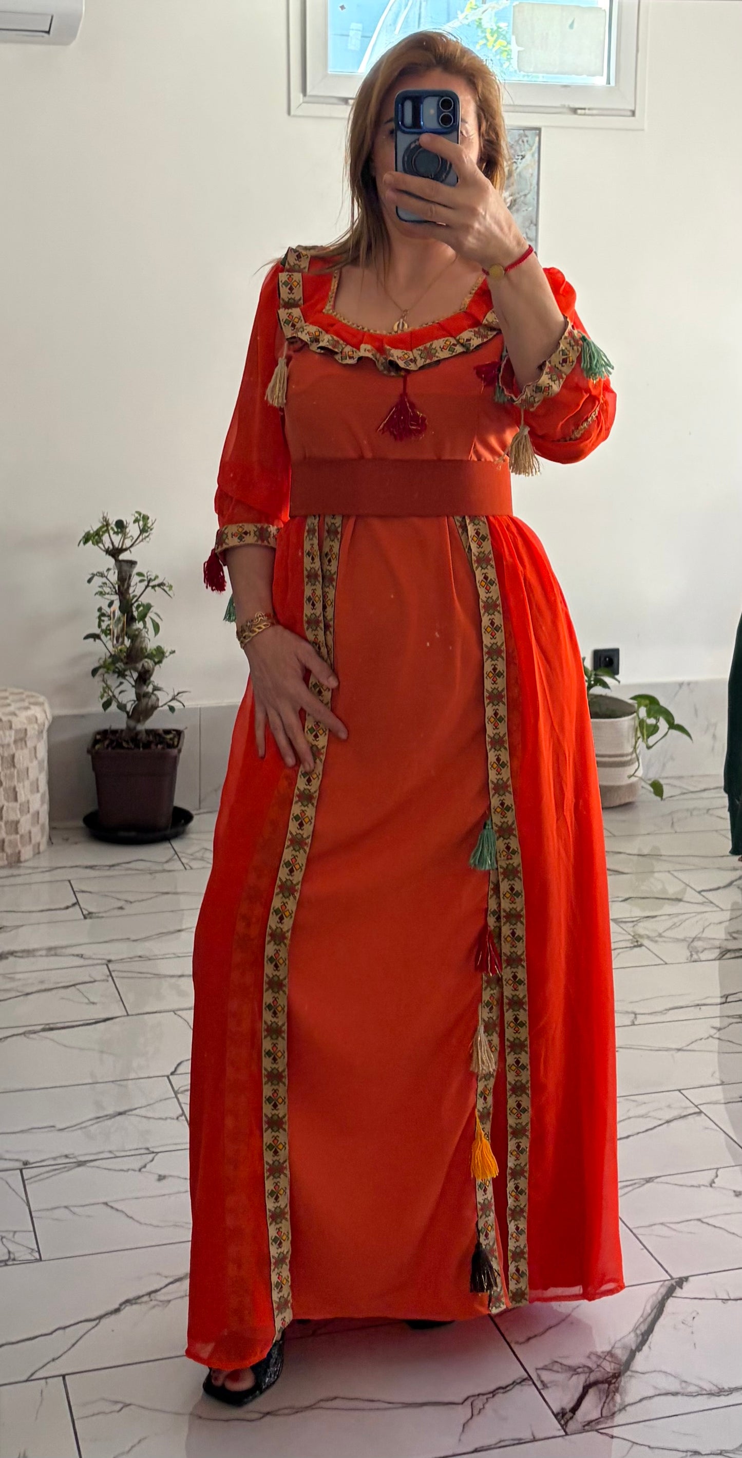 Robe kabyle modèle 11 orange T36/48