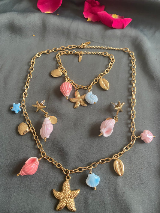 Parure étoile rose