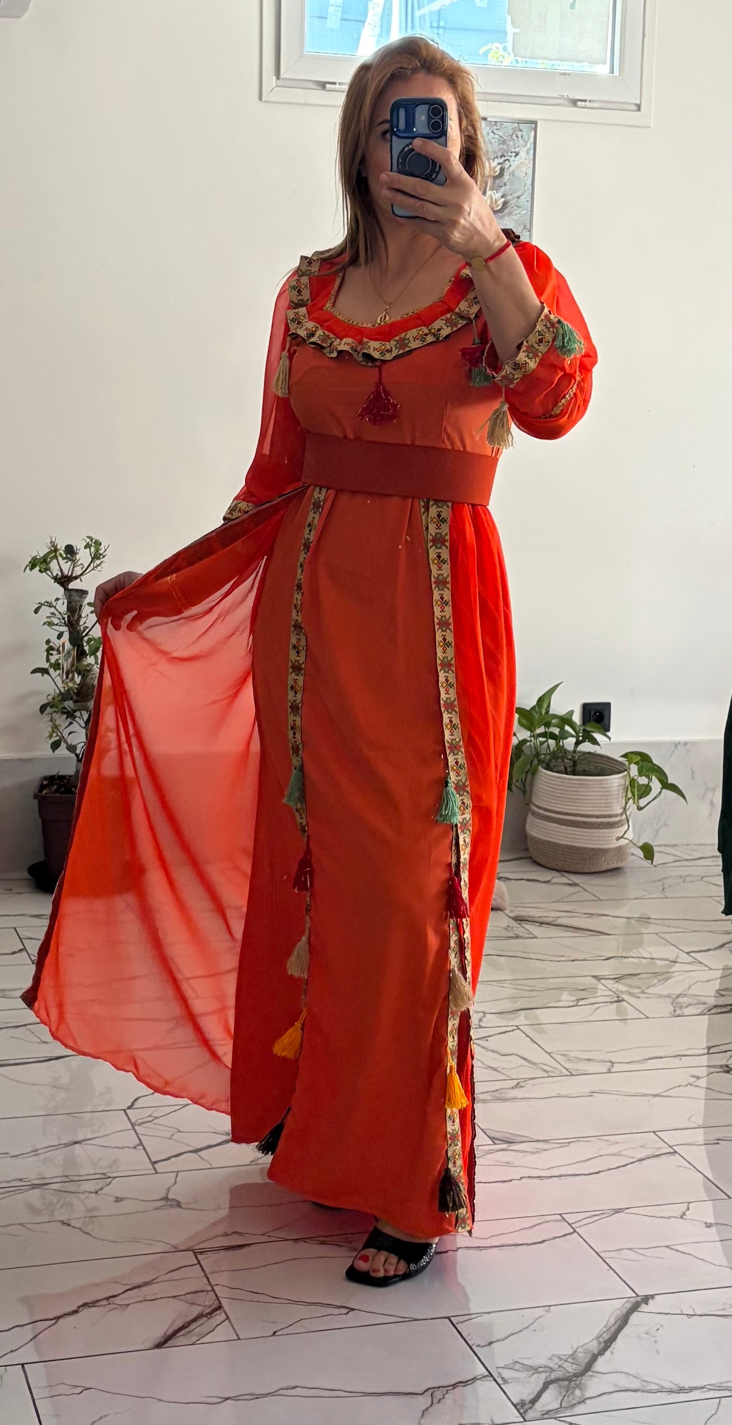 Robe kabyle modèle 11 orange T36/48