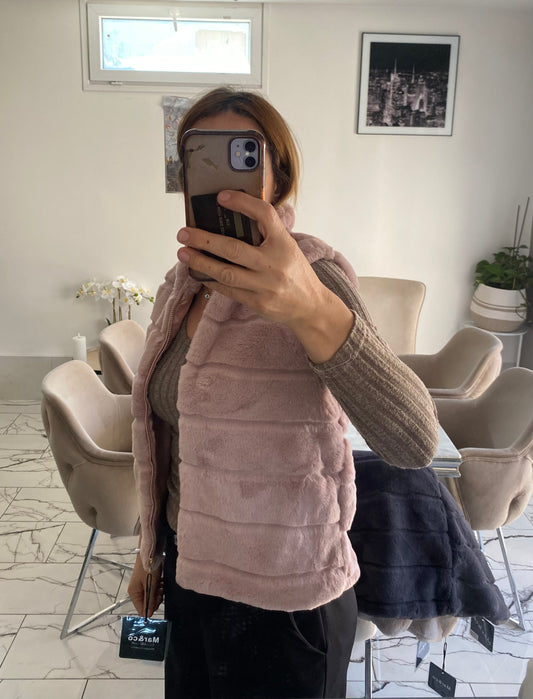 Doudoune sans manches rosé