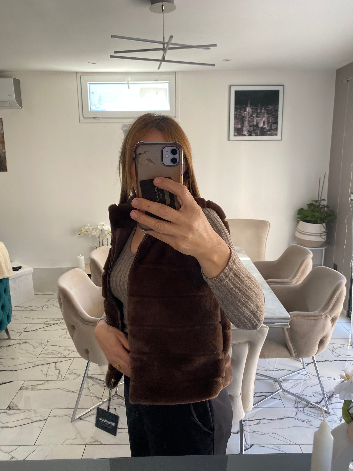 Doudoune sans manche marron
