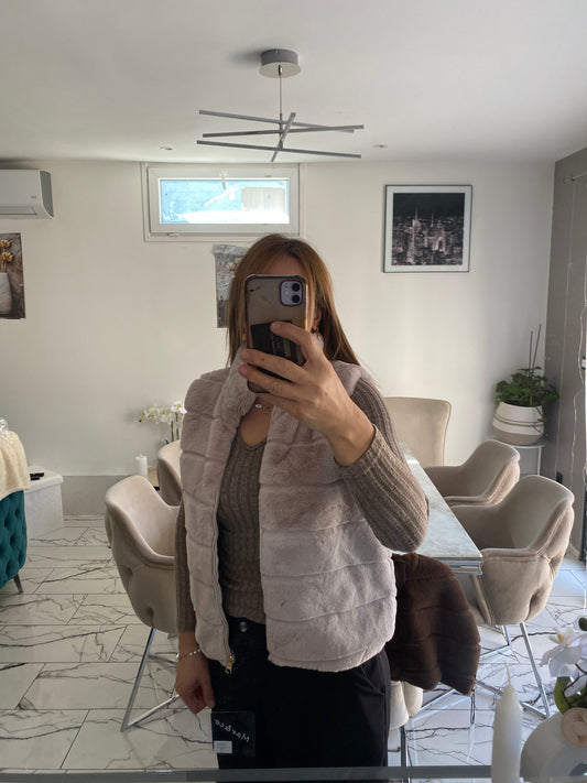 Doudoune sans manches beige