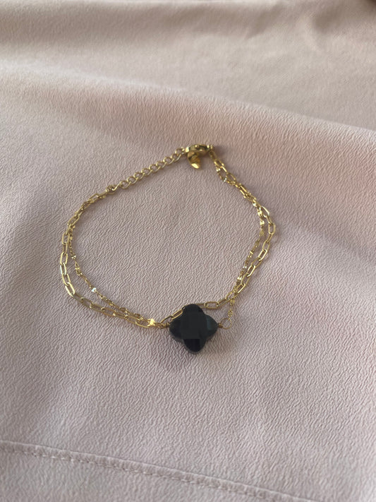 Bracelet trèfle noir